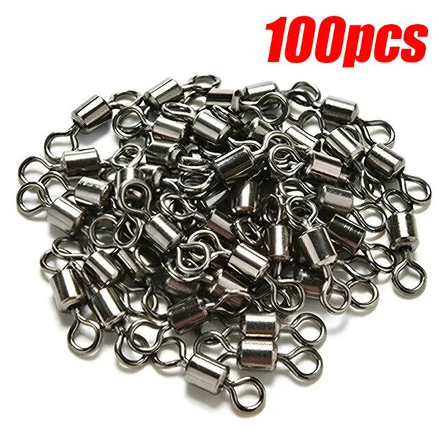 100 x STAINLESS STEEL BEARING SWIVEL FISHING CONNECTORS