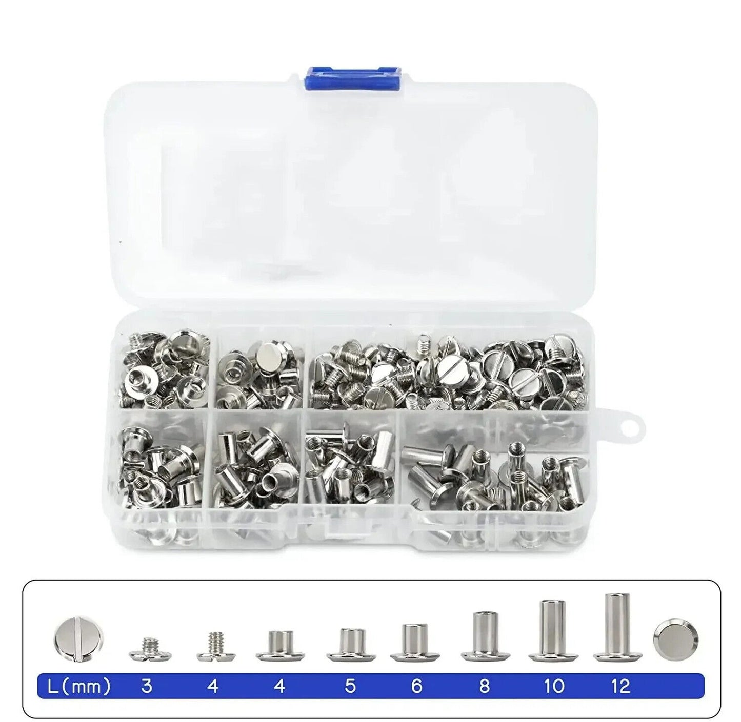 90 x SETS OF FLAT HEAD LEATHER RIVETS SILVER