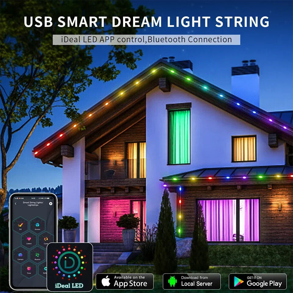 LED SMART BLUETOOTH STRING LIGHTS REMOTE CONTROL FAIRY LIGHTS RGBIC CHRISTMAS