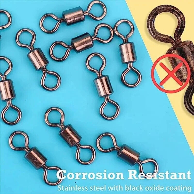100 x STAINLESS STEEL BEARING SWIVEL FISHING CONNECTORS