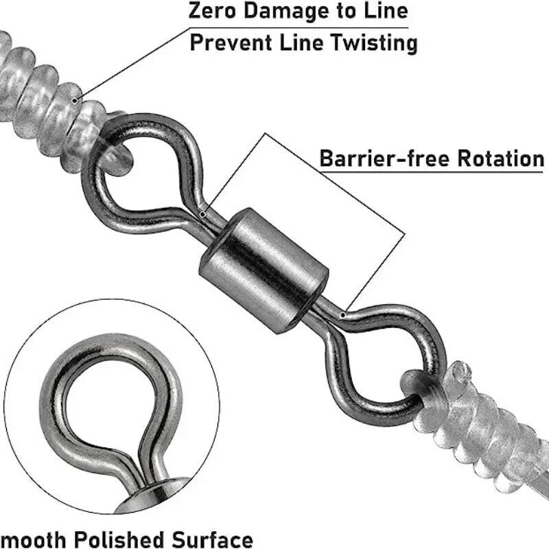 100 x STAINLESS STEEL BEARING SWIVEL FISHING CONNECTORS