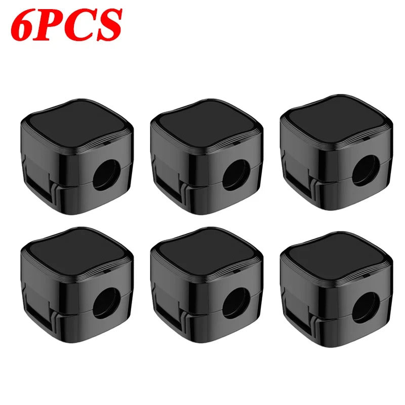 6 x MAGNETIC WIRE CLIP HOLDERS TIDYS BLACK & WHITE SELF ADHESIVE