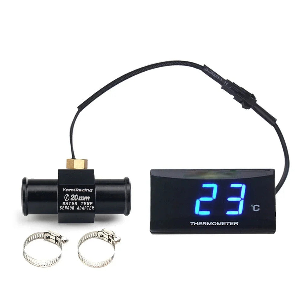 MOTORCYCLE WATER TEMPERATURE MINI METER BLUE SCREEN 16mm & 20mm