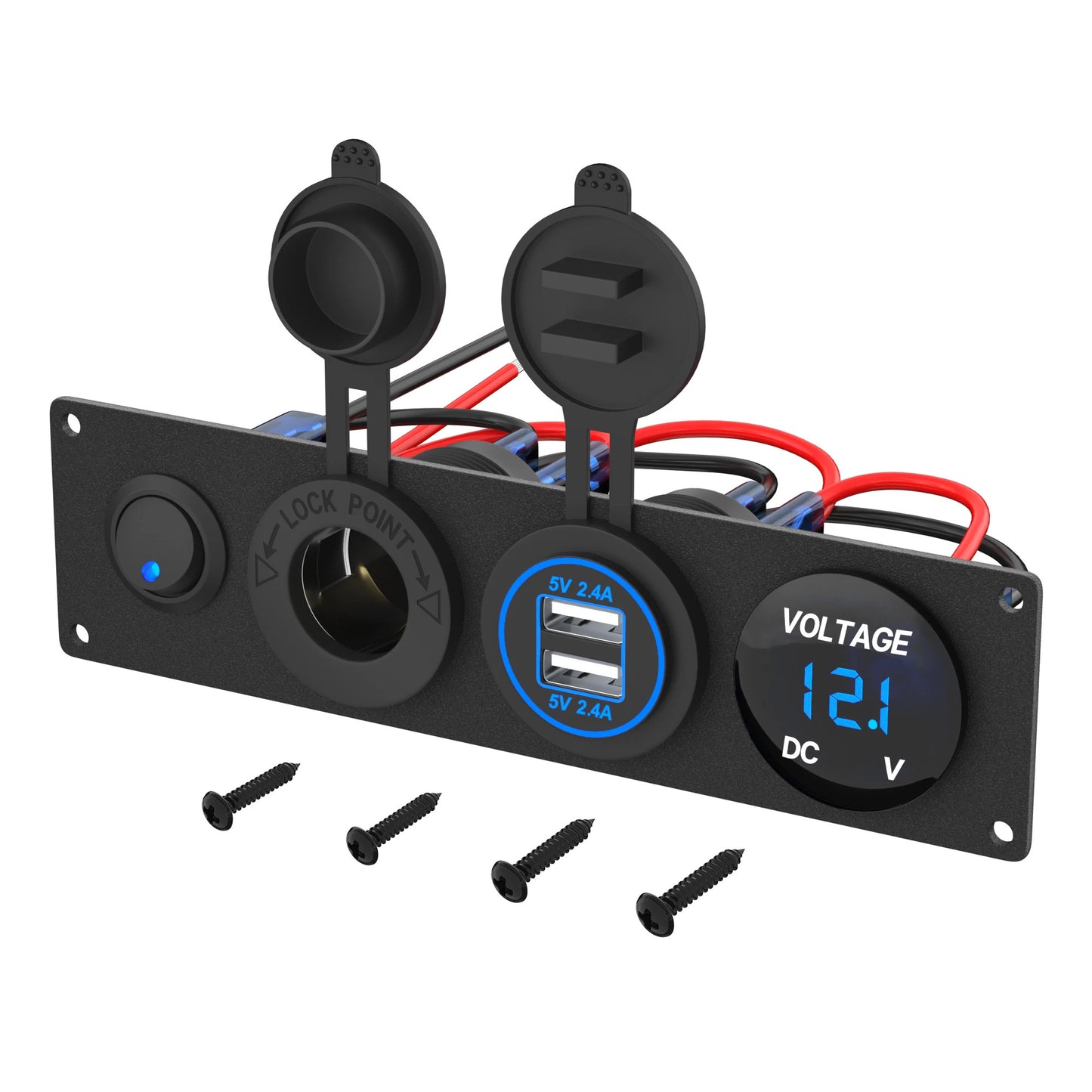 4 in 1 CAR CHARGER SOCKET PANEL VOLTMETER SWITCH