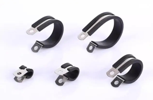 STAINLESS STEEL & RUBBER HOSE PIPE CABLE CLIPS 6 - 40mm