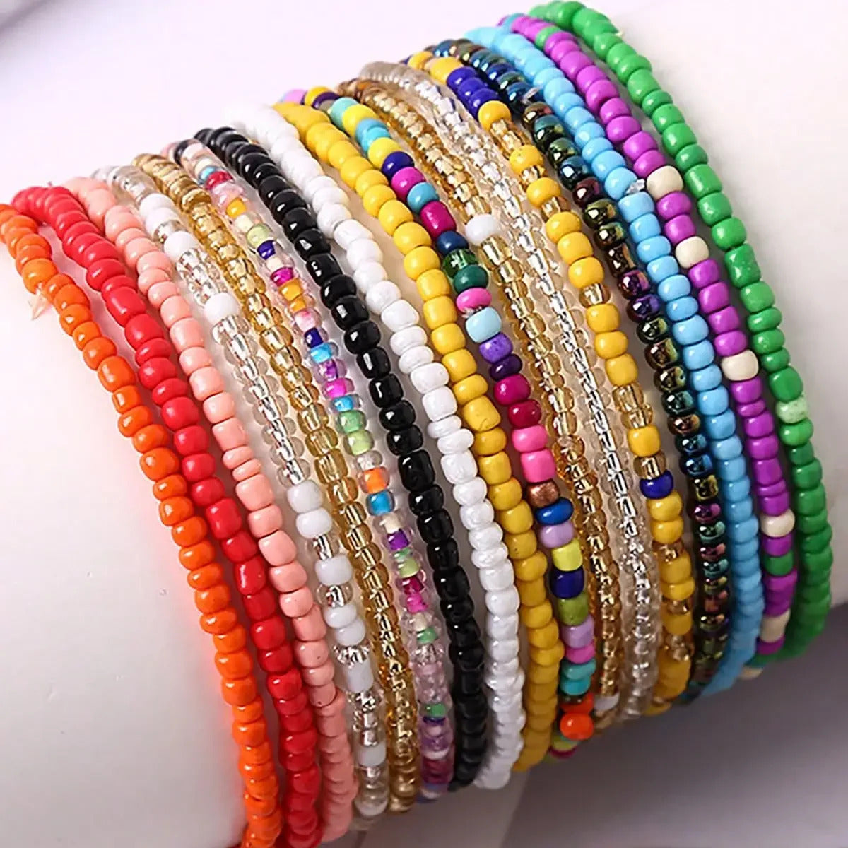17 x BOHO BEADED BRACELET SET – COLOURFUL ELASTIC STACKABLE STRETCH BRACELETS 04