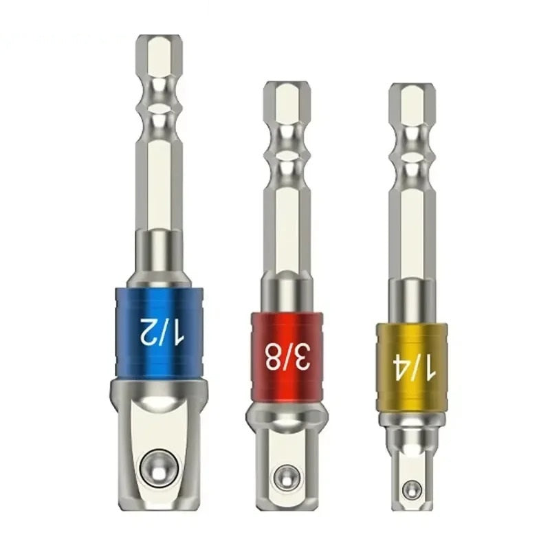 3 x SOCKET SET IMPACT DRIVER BITS 1/4" 3/8" 1/2"