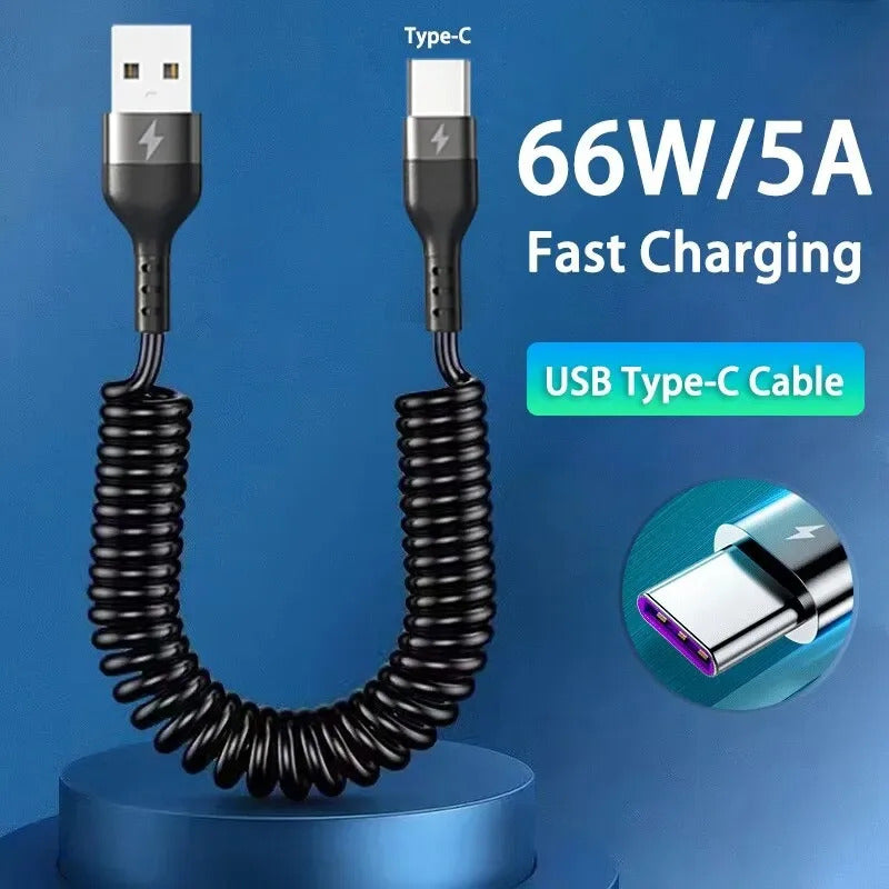 USB TYPE A - C OR C - C SPRING WIRE CHARGER 1M