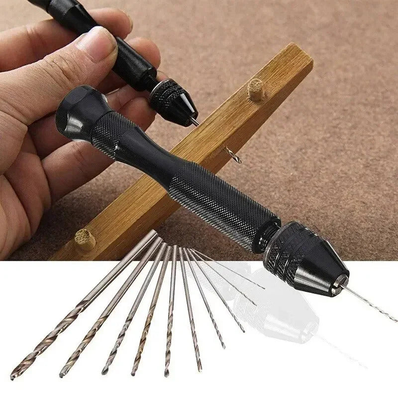 MINI HAND TWIST DRILL & 10 DRILL BITS