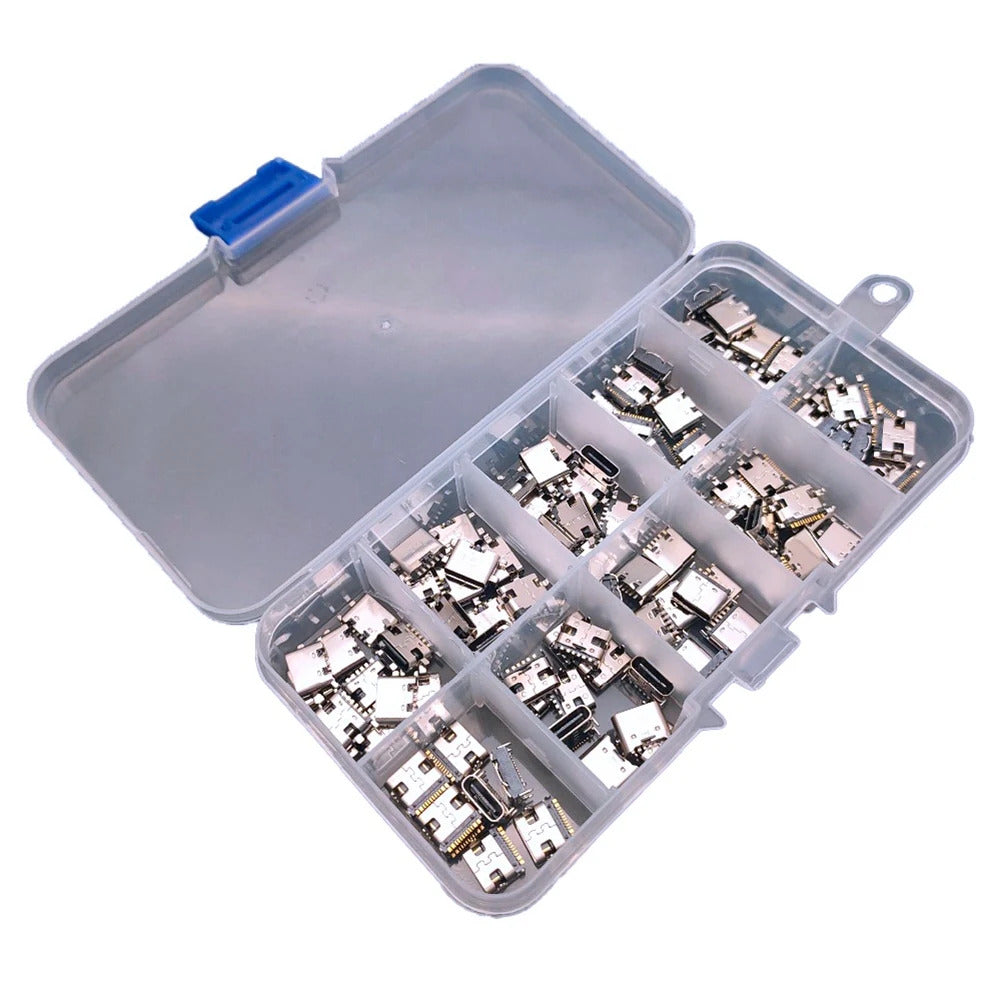 100 x TYPE C USB CHARGING DOCK CONNECTORS PCB MIX 10 TYPES