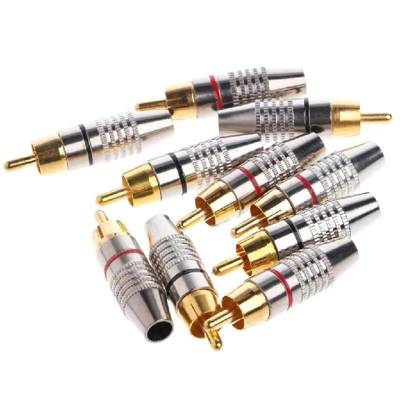10 x METAL MALE RCA PLUGS