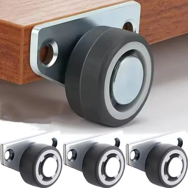 4 x RUBBER CASTER WHEEL SIDE MOUNT 3CM