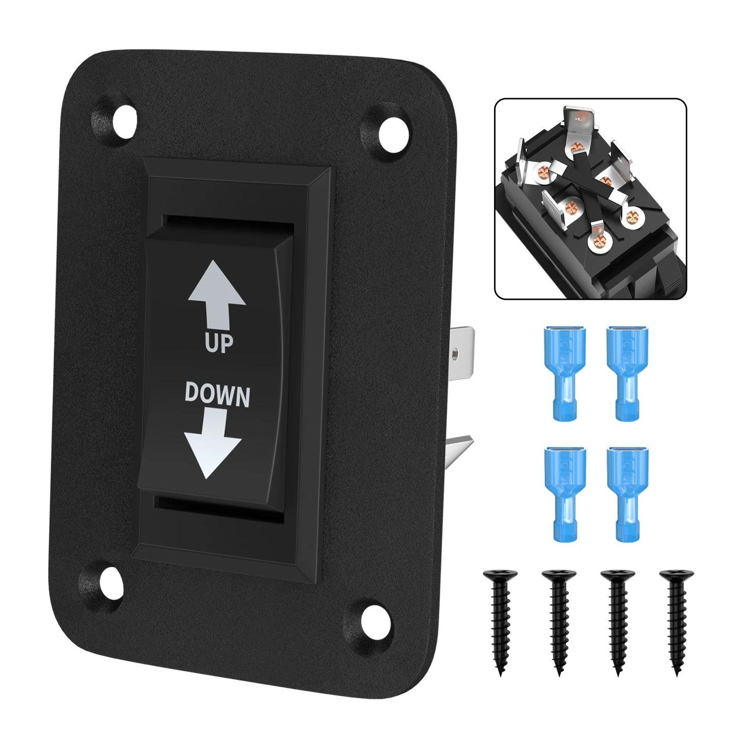 UP & DOWN MOMENTARY ROCKER SWITCH REVERSE POLARITY 12V 30A DPDT