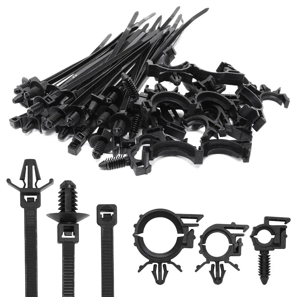 45PC CAR PUSH MOUNT ZIP TIES WIRE HARNESS CLIPS CABLE FASTENERS