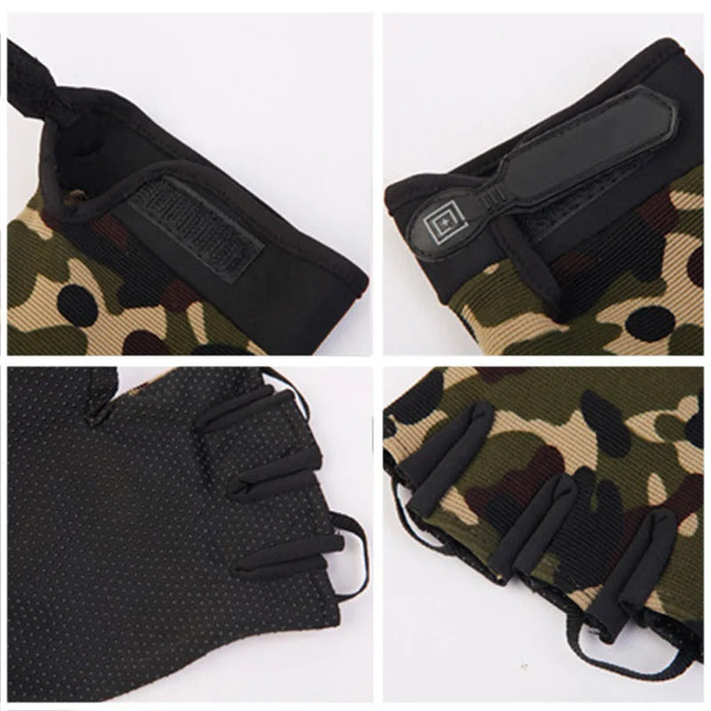 LIGHTWEIGHT BREATHABLE FISHING GLOVES - CAMO & BLACK