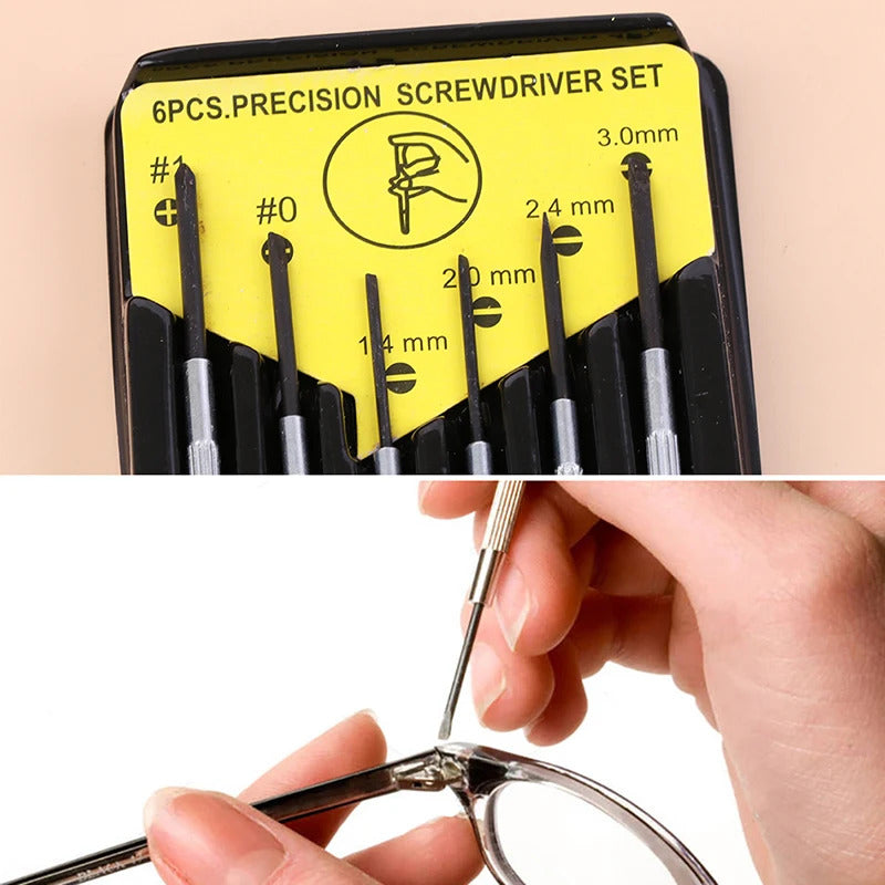 6 x MINI GLASSES SCREWDRIVER SET