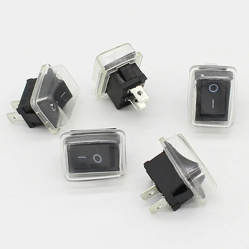 5 x BLACK MINI ROCKER SWITCH WITH WATERPROOF COVER ON OFF