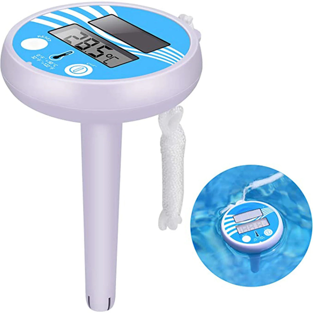 SOLAR POWERED FLOATING POND / POOL THERMOMETER DIGITAL LCD WATER TEMPERATURE UK