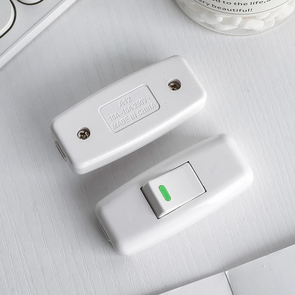 5 x WHITE INLINE CABLE LIGHT SWITCH 250V 10A