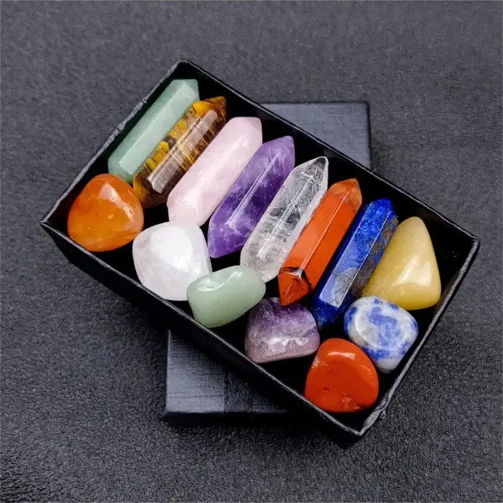 14 x NATURAL STONE CHAKRA CRYSTALS
