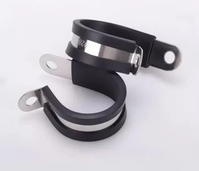 STAINLESS STEEL & RUBBER HOSE PIPE CABLE CLIPS 6 - 40mm