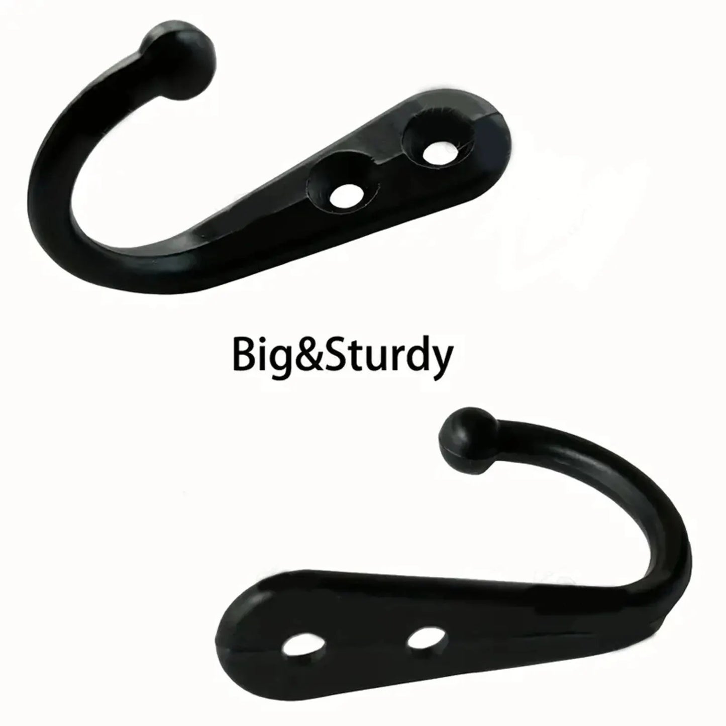 10 x WALL HOOKS WITH SCREWS - CHROME or BLACK