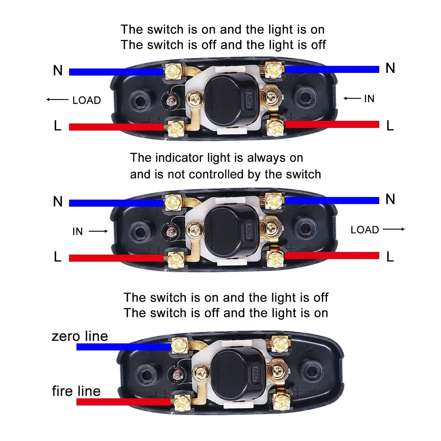 3 x INLINE ROCKER ON OFF SWITCH