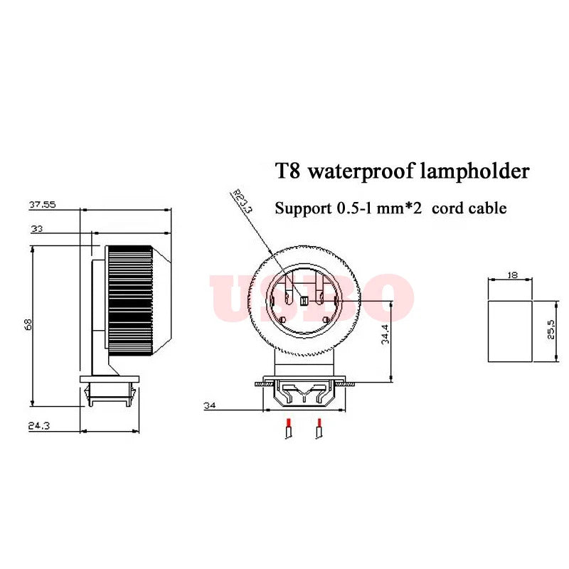 1 x AQUARIUM WATERPROOF & DUSTPROOF T5 & T8 LAMP HOLDERS