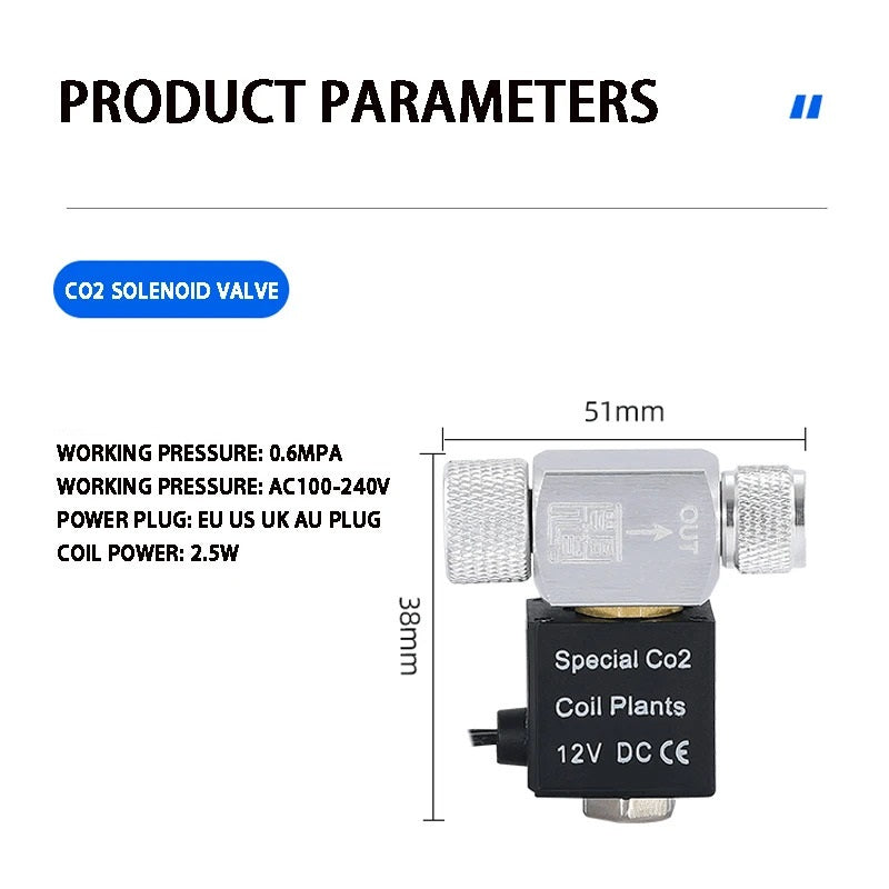 AQUARIUM CO2 VALVE WITH UK PLUG - NORMALY CLOSED