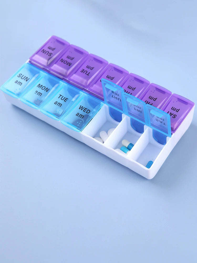 WEEKLY 7 DAY 14 GRID PILL BOX AM PM