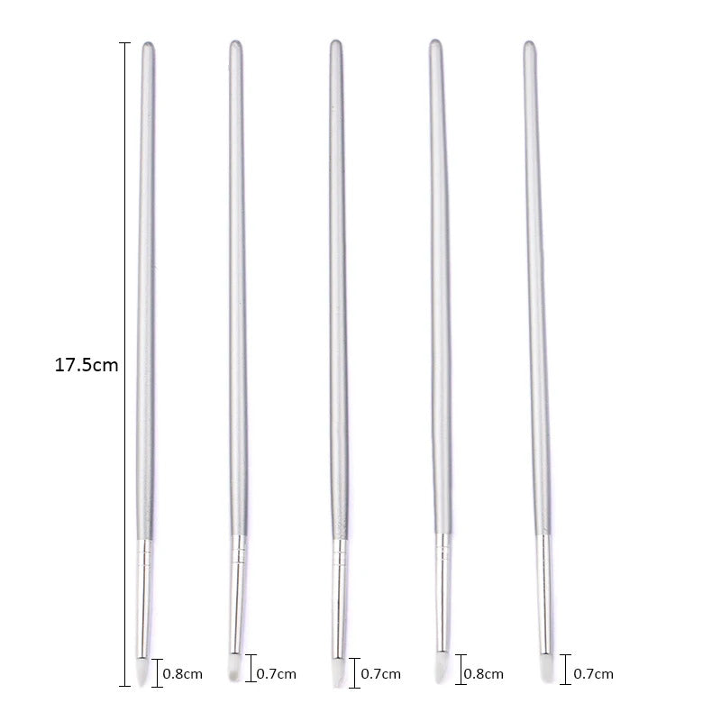 5 x SILICONE NAIL BRUSH UV GEL SCULPTING