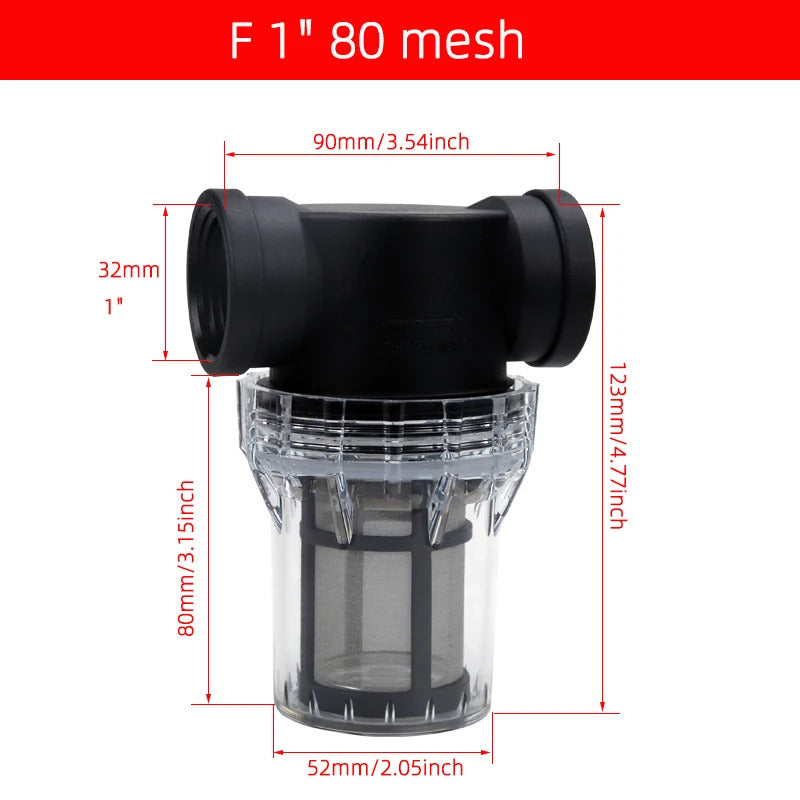 1/2" 3/4" 1" INLINE FILTER HOUSING 80 MESH STAINLESS STEEL FILTER