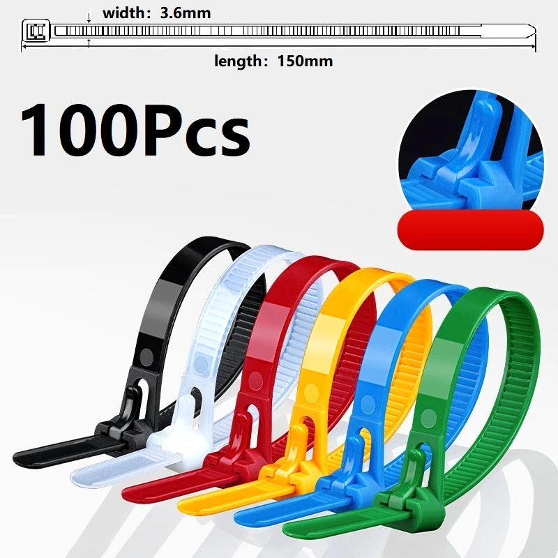 100 x REUSABLE NYLON CABLE TIES 150MM