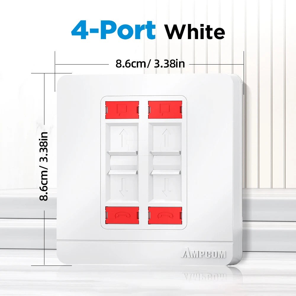 KEYSTONE FACEPLATE RJ11 RJ45 WALL SOCKET 1, 2 & 4 PORT