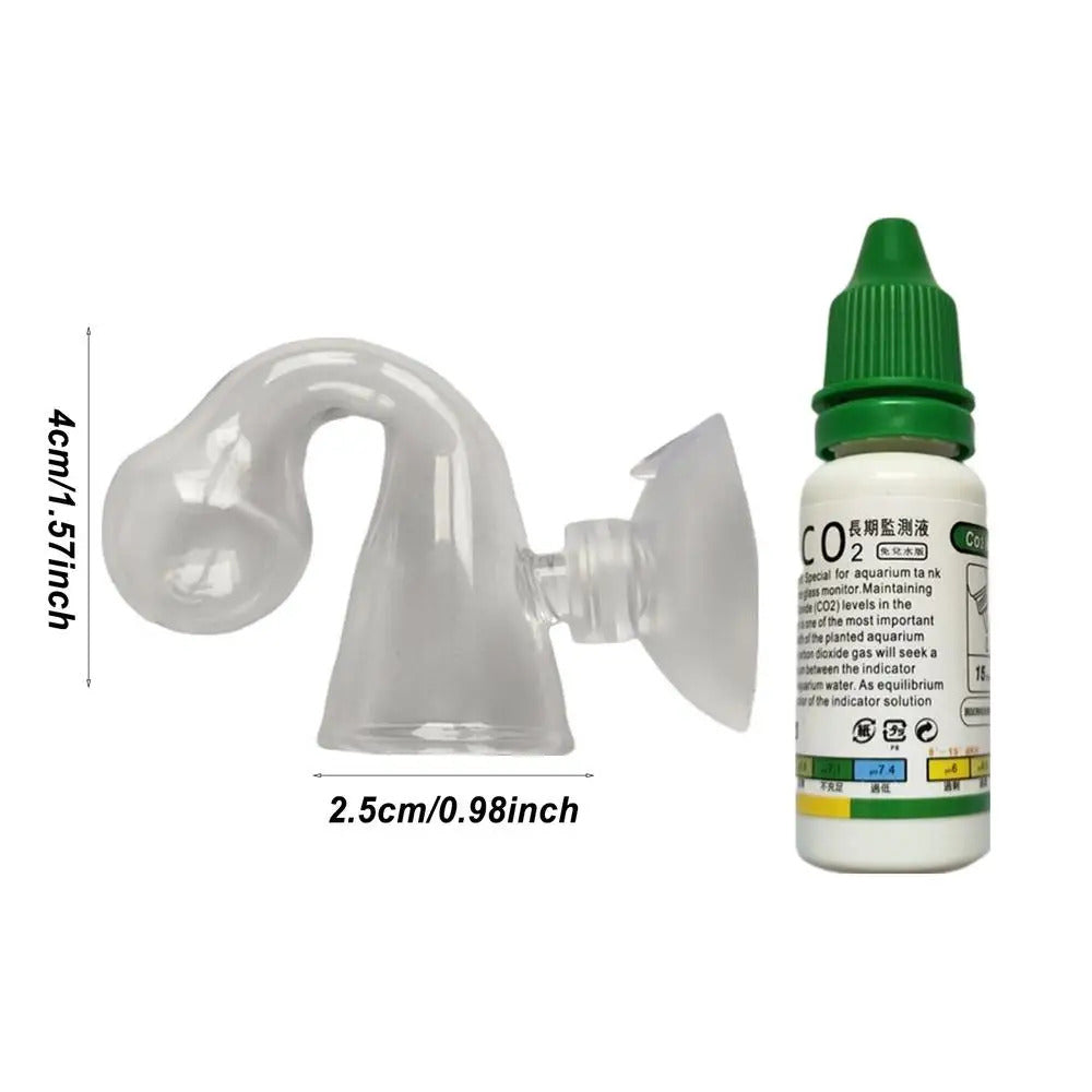 AQUARIUM CO2 INDICATOR SOLUTION 15ml & GLASS MONITOR