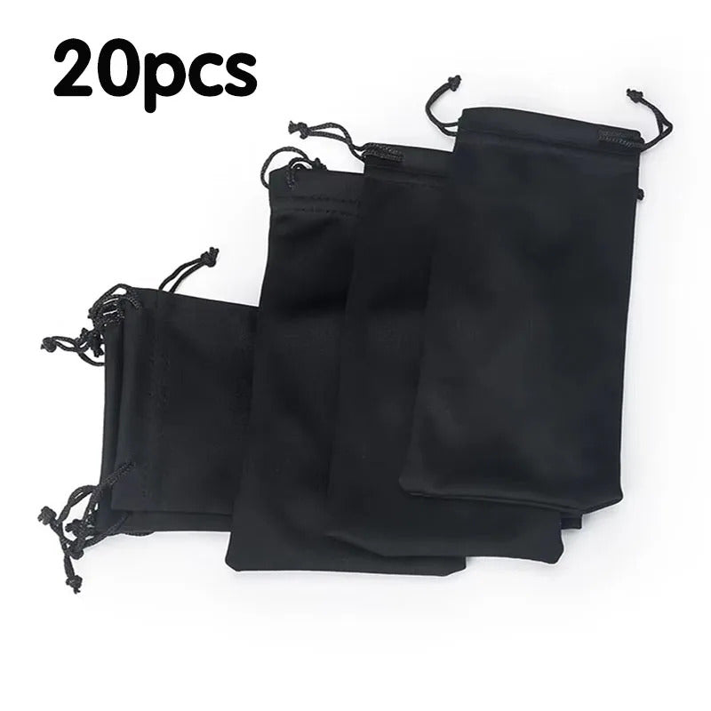 20 x BLACK MICROFIBRE SUNGLASSES READING GLASSES PHONE POUCH BAGS 17 x 8.5CM