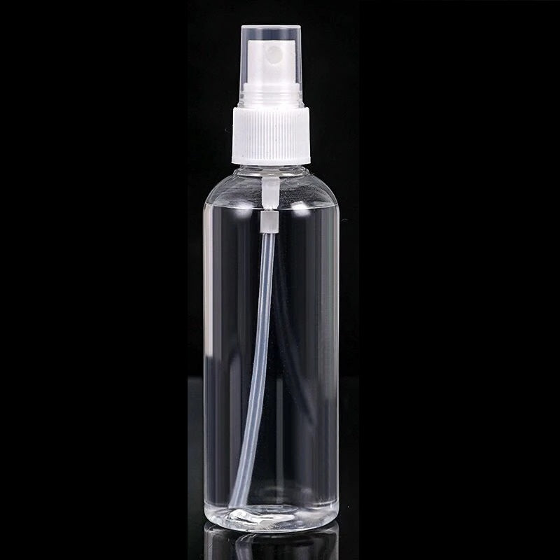 10 x 100ml CLEAR PLASTIC SPRAY BOTTLES WITH CAPS