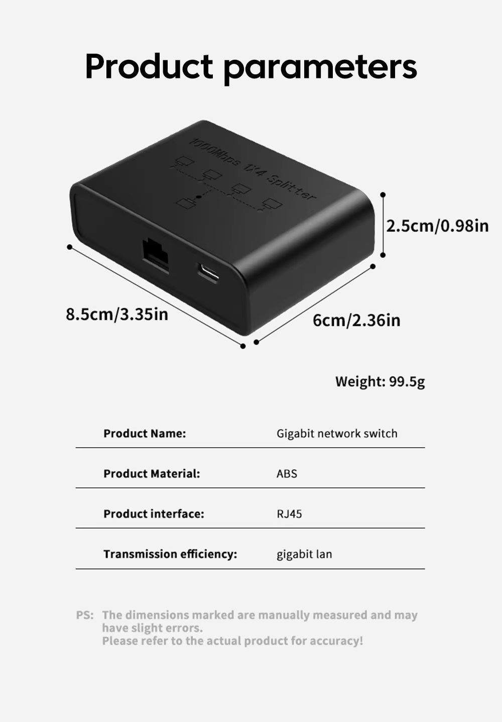 4 WAY RJ45 NETWORK SPLITTER 1000mbs