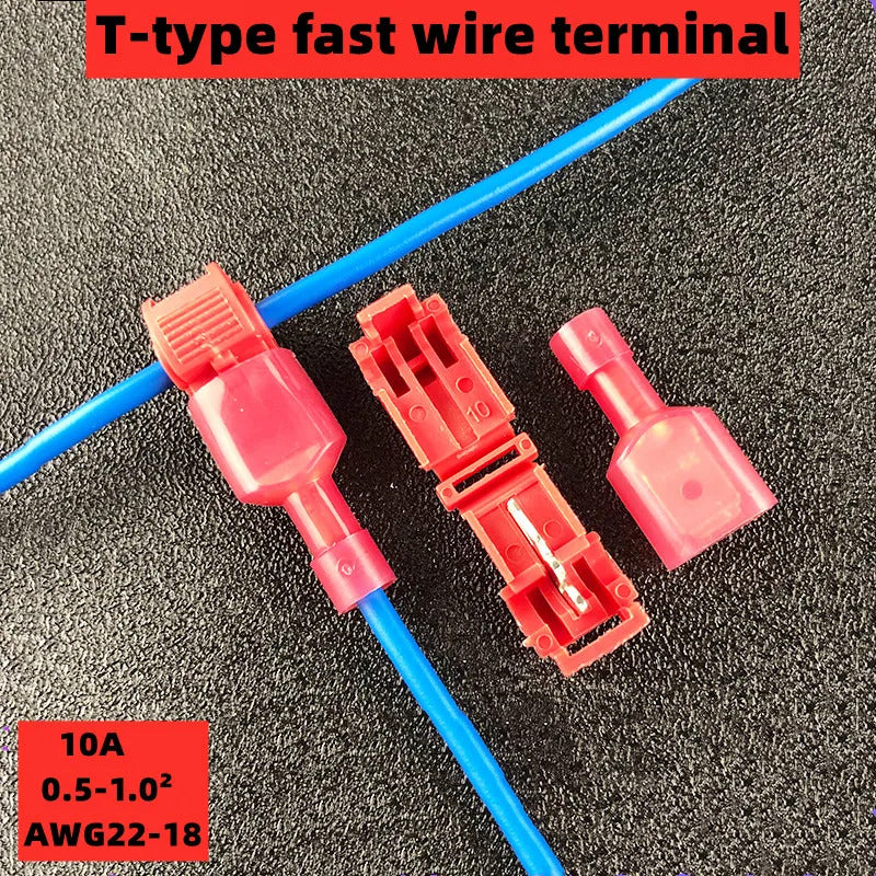 20 PAIRS QUICK SPLICE & SPADE WIRE CONNECTORS T TYPE CRIMP TERMINALS BLUE RED YELLOW