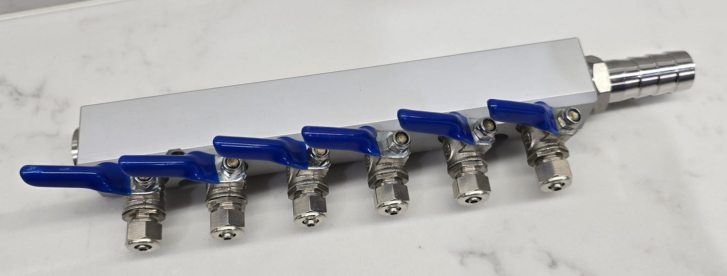 MANIFOLD BLOCK WITH TAPS 6 5 4 3 2 WAY