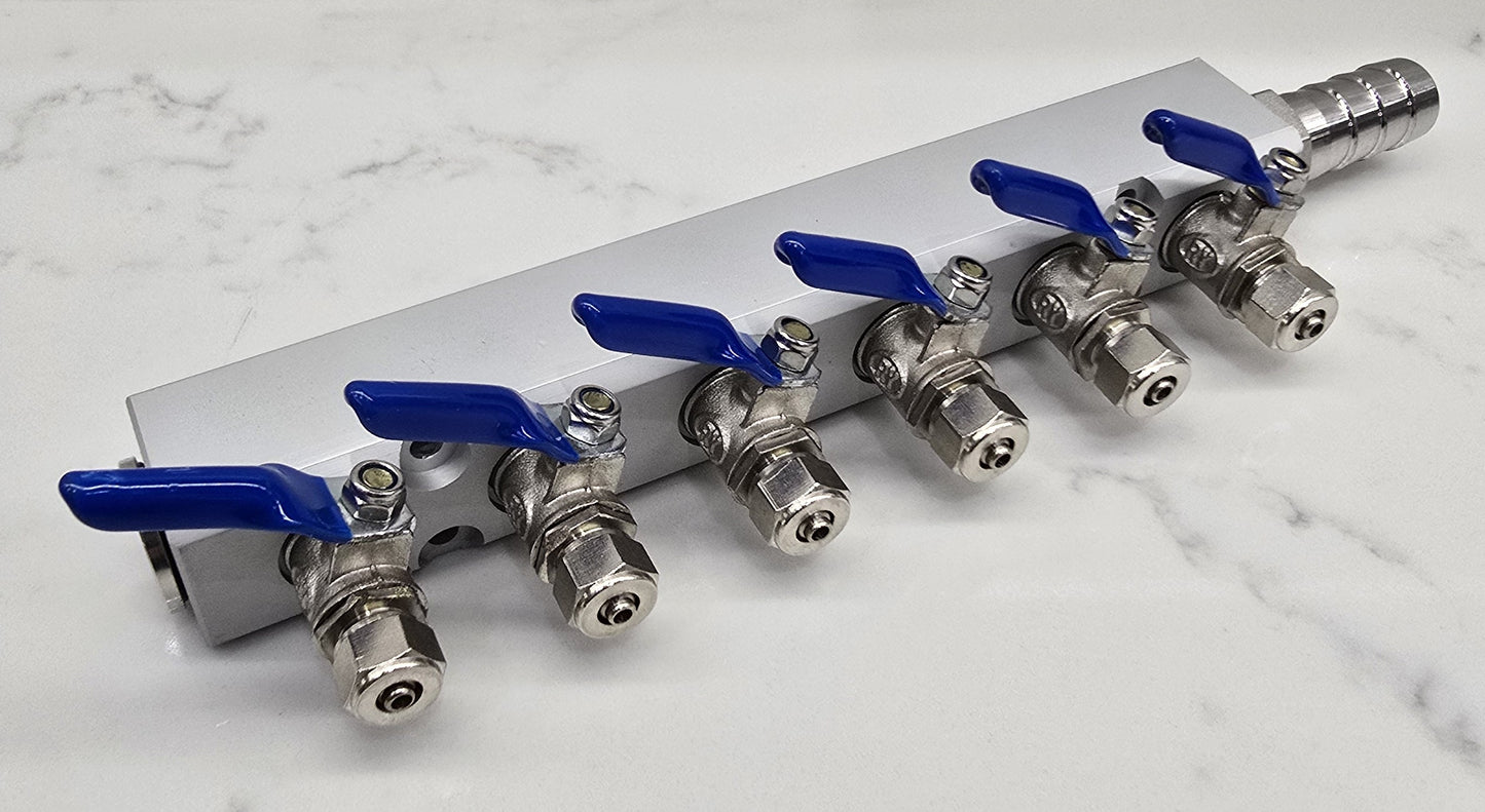 MANIFOLD BLOCK WITH TAPS 6 5 4 3 2 WAY