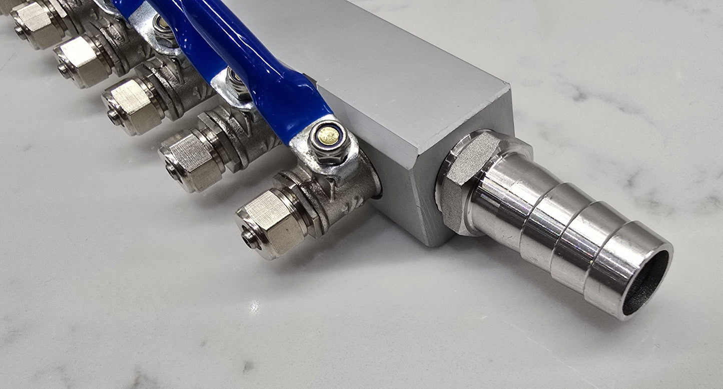 MANIFOLD BLOCK WITH TAPS 6 5 4 3 2 WAY