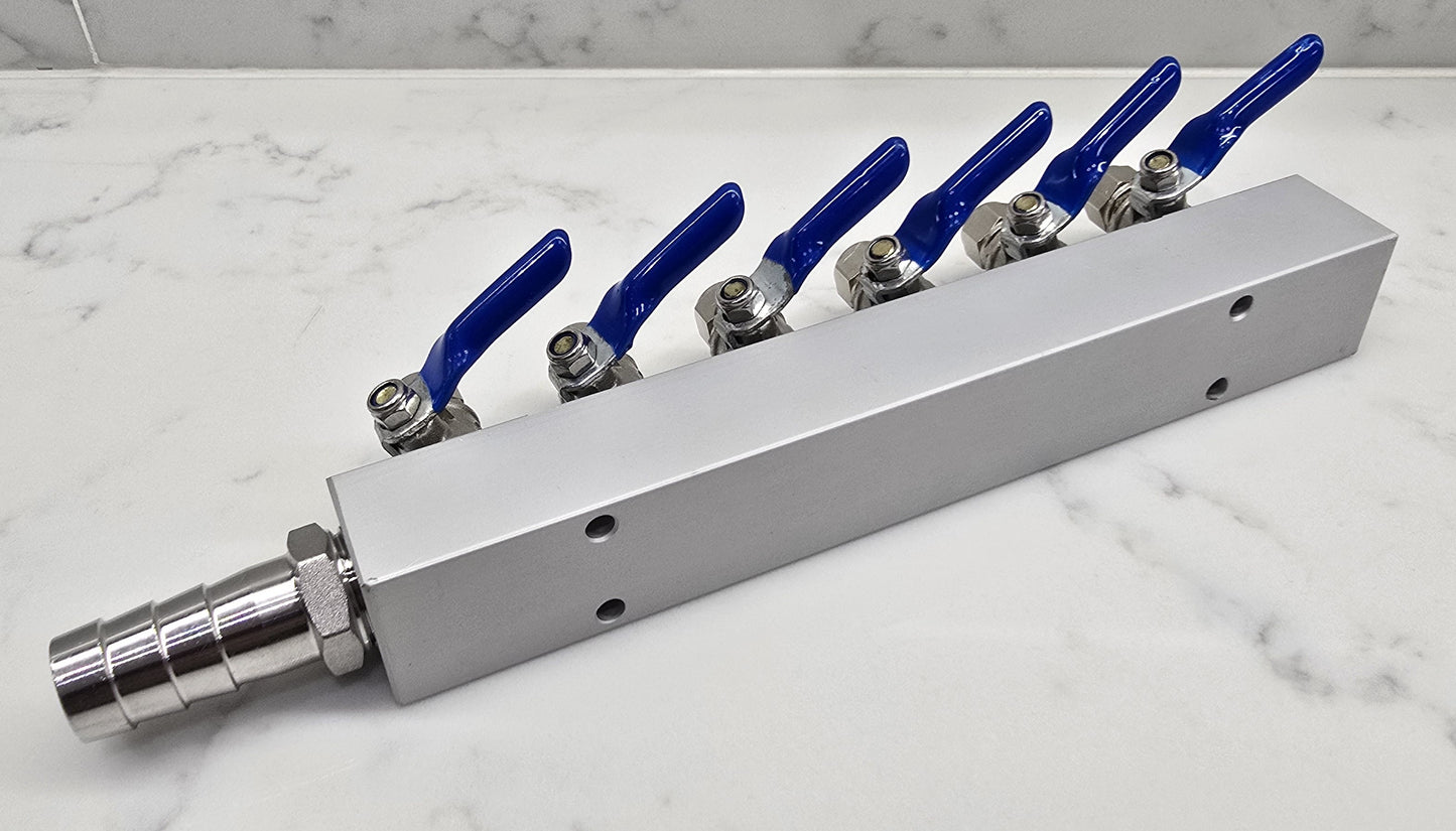 MANIFOLD BLOCK WITH TAPS 6 5 4 3 2 WAY