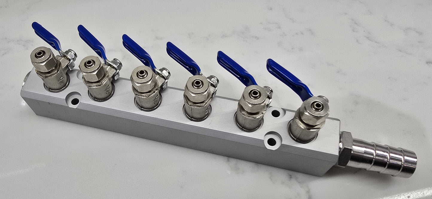 MANIFOLD BLOCK WITH TAPS 6 5 4 3 2 WAY