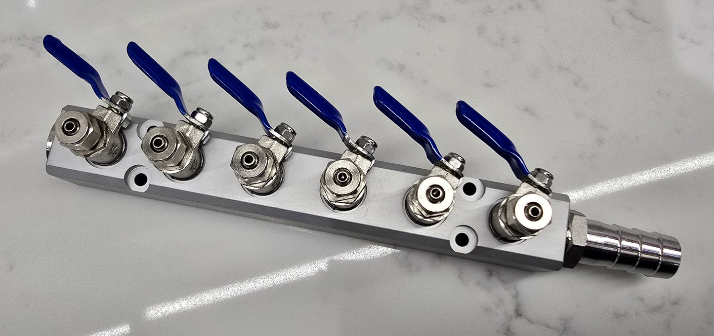 MANIFOLD BLOCK WITH TAPS 6 5 4 3 2 WAY