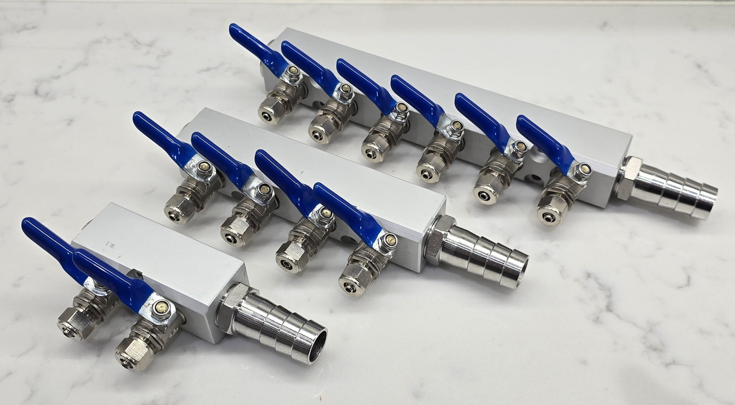 MANIFOLD BLOCK WITH TAPS 6 5 4 3 2 WAY