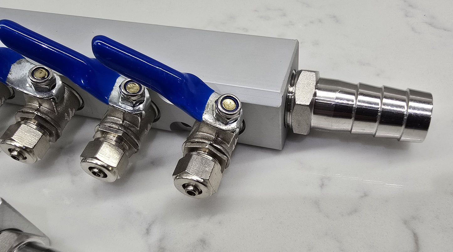 MANIFOLD BLOCK WITH TAPS 6 5 4 3 2 WAY