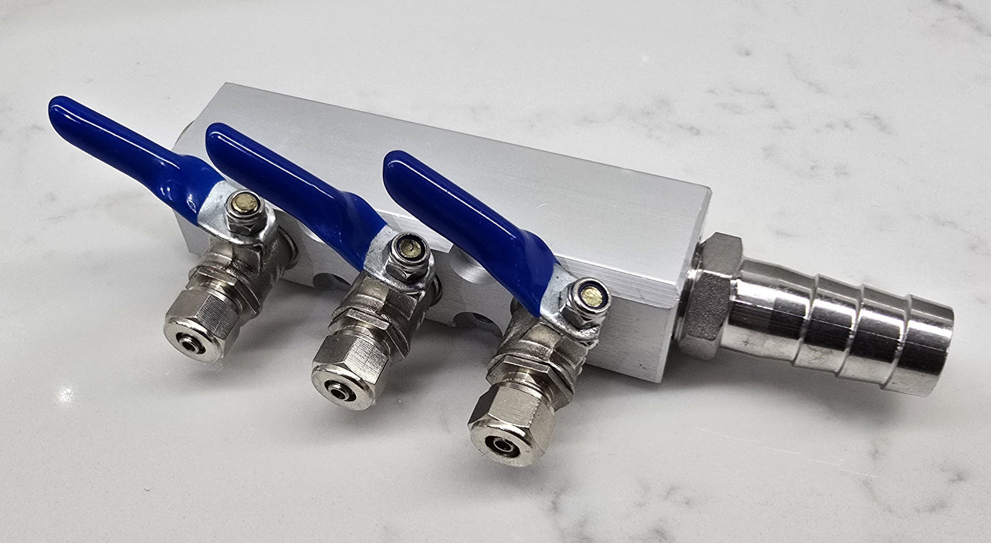 MANIFOLD BLOCK WITH TAPS 6 5 4 3 2 WAY