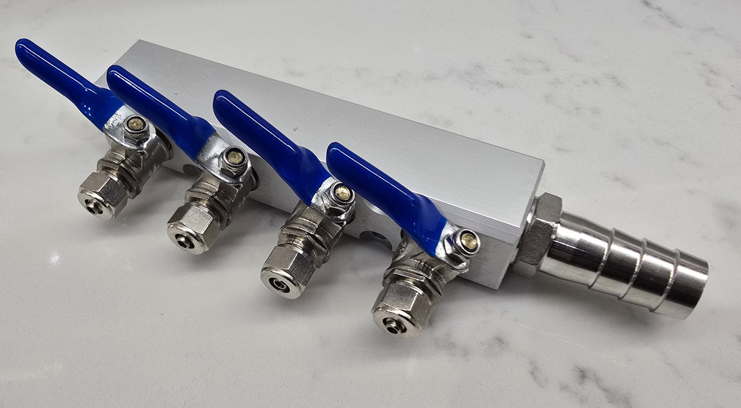 MANIFOLD BLOCK WITH TAPS 6 5 4 3 2 WAY