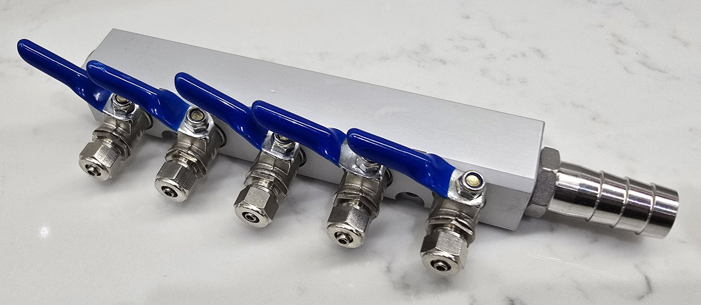 MANIFOLD BLOCK WITH TAPS 6 5 4 3 2 WAY
